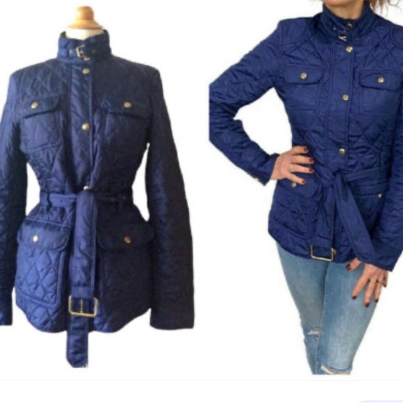 Banana Republic Blue Quilted Belted Jacket Small - Picture 9 of 9